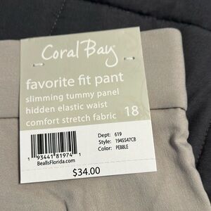 Coral Bay slimming Tom tummy tan stretchy pull on pants size 18